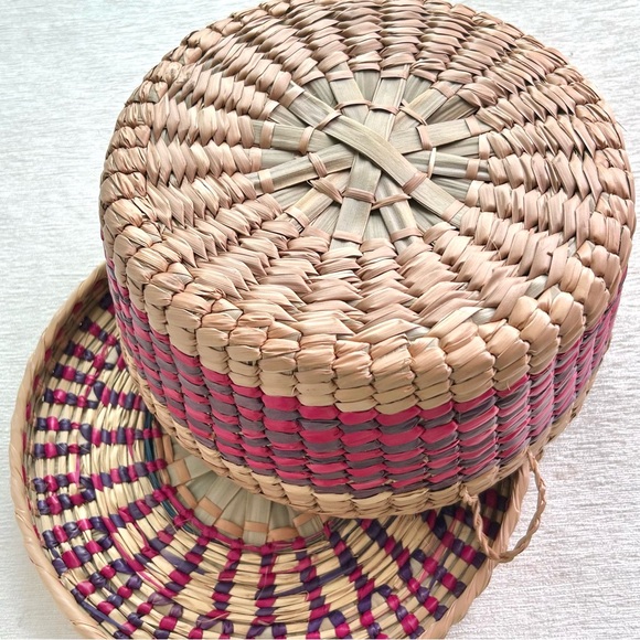 VINTAGE sewing basket woven with lid handmade natural - Picture 3 of 5